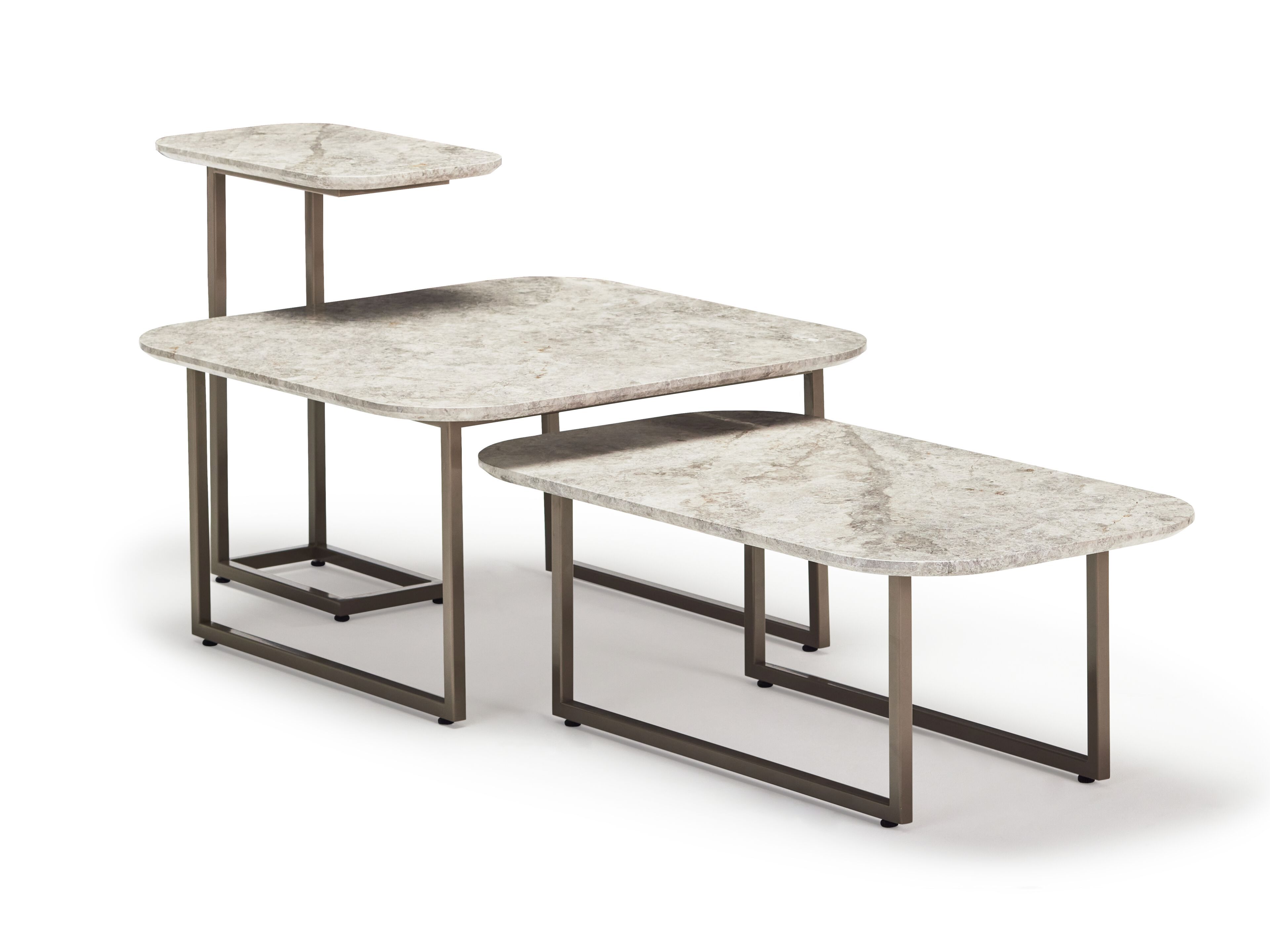 Латунный квадратный журнальный столик с мраморной столешницей Papell Design Каталана ARCH-00053804 - Вид №1