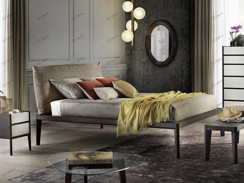 OLIVIERI Двуспальная кровать с мягким изголовьем Andrea sun-id-1413859