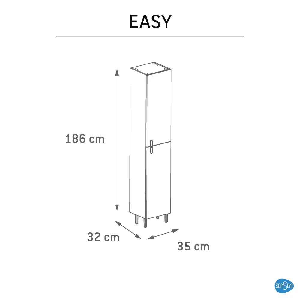 Пенал для ванной Sensea Easy напольный 186x35 см цвет белый STLM-2011115 - Вид №5