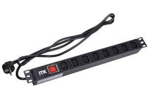 16073258 Блок розеток 8 мест PDU 19 дюймов с LED выключатель, алюминий DIN49440 PH12-8C131 ITK