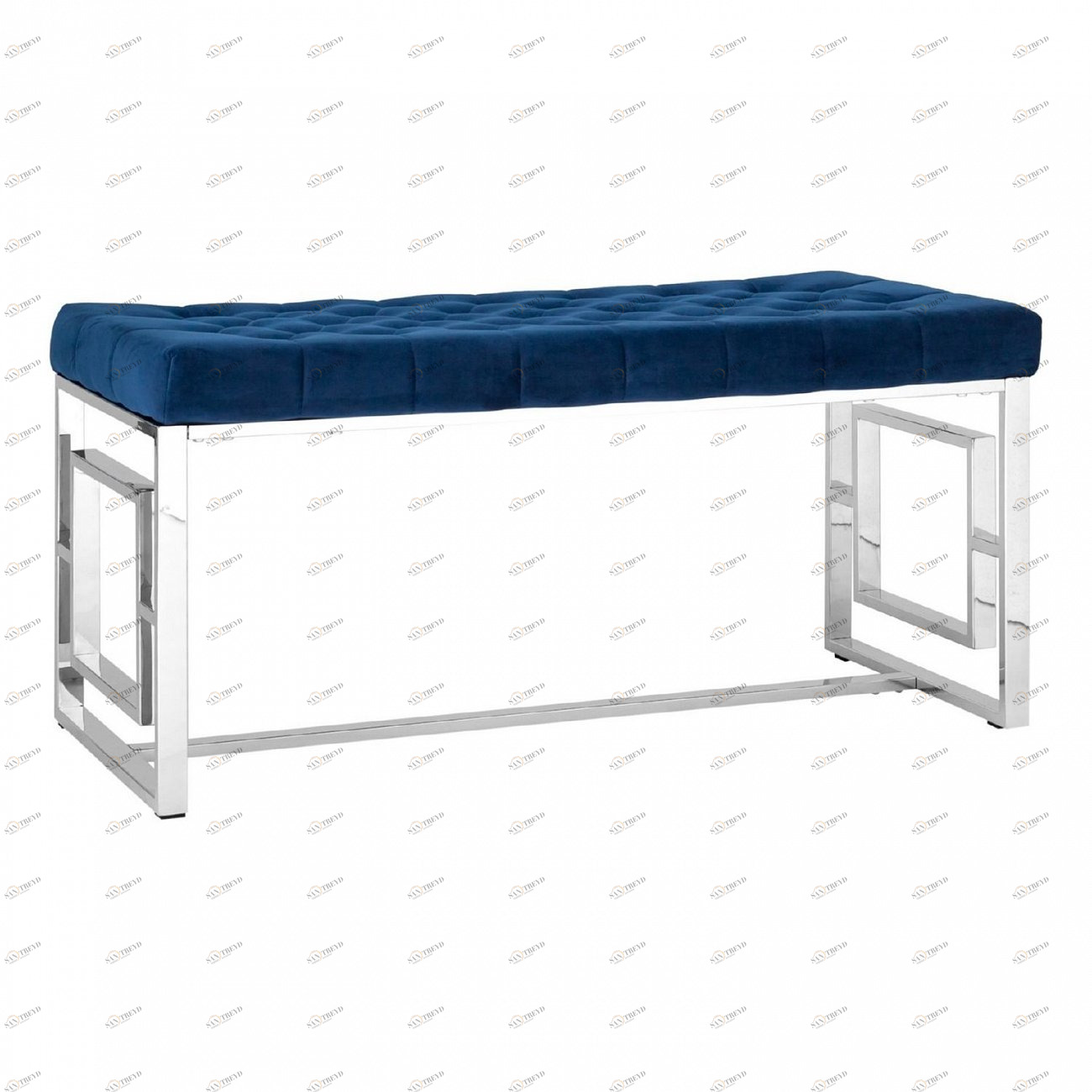 Банкетка-скамейка прямоугольная синяя с серебром "Бруклин" STOOL GROUP ДИЗАЙНЕРСКИЕ 00-3881881 Серебро;синий 