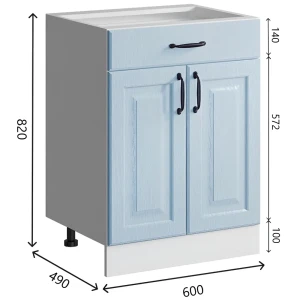 91610747 Напольный шкаф с 1 ящиком Bvmebel Romeo 60x82x47 см ЛДСП цвет голубая лагуна/белый STLM-1469043