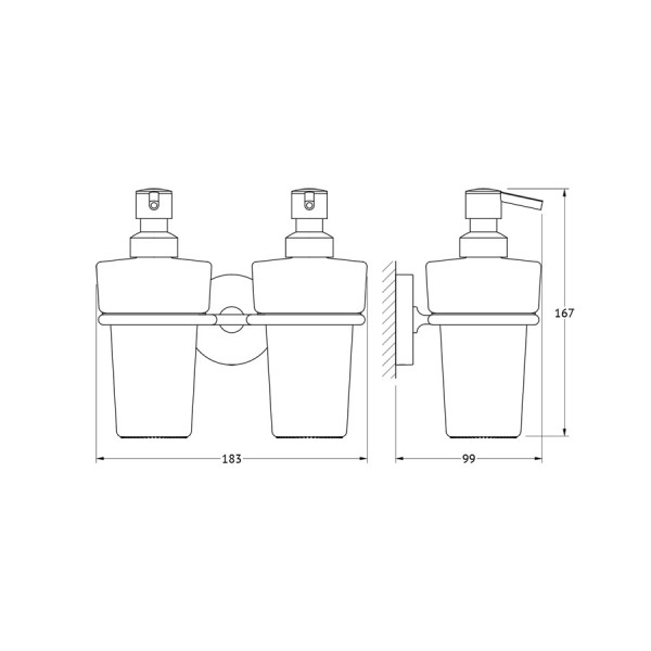 Держатель с двумя матовыми дозаторами 250 мл Ellux ELEGANCE ELE 007-C06 sun-id-561286 - Вид №1