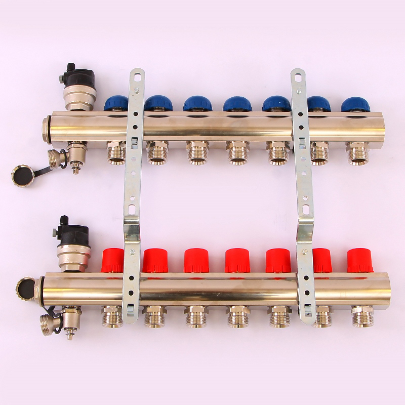 Коллекторная группа TOPWAY с регулировочными и термостатическими вентилями с резьбой под евроконус EMMETI 1"x3/4"ЕК 7 выходов 01298720 - Вид №3