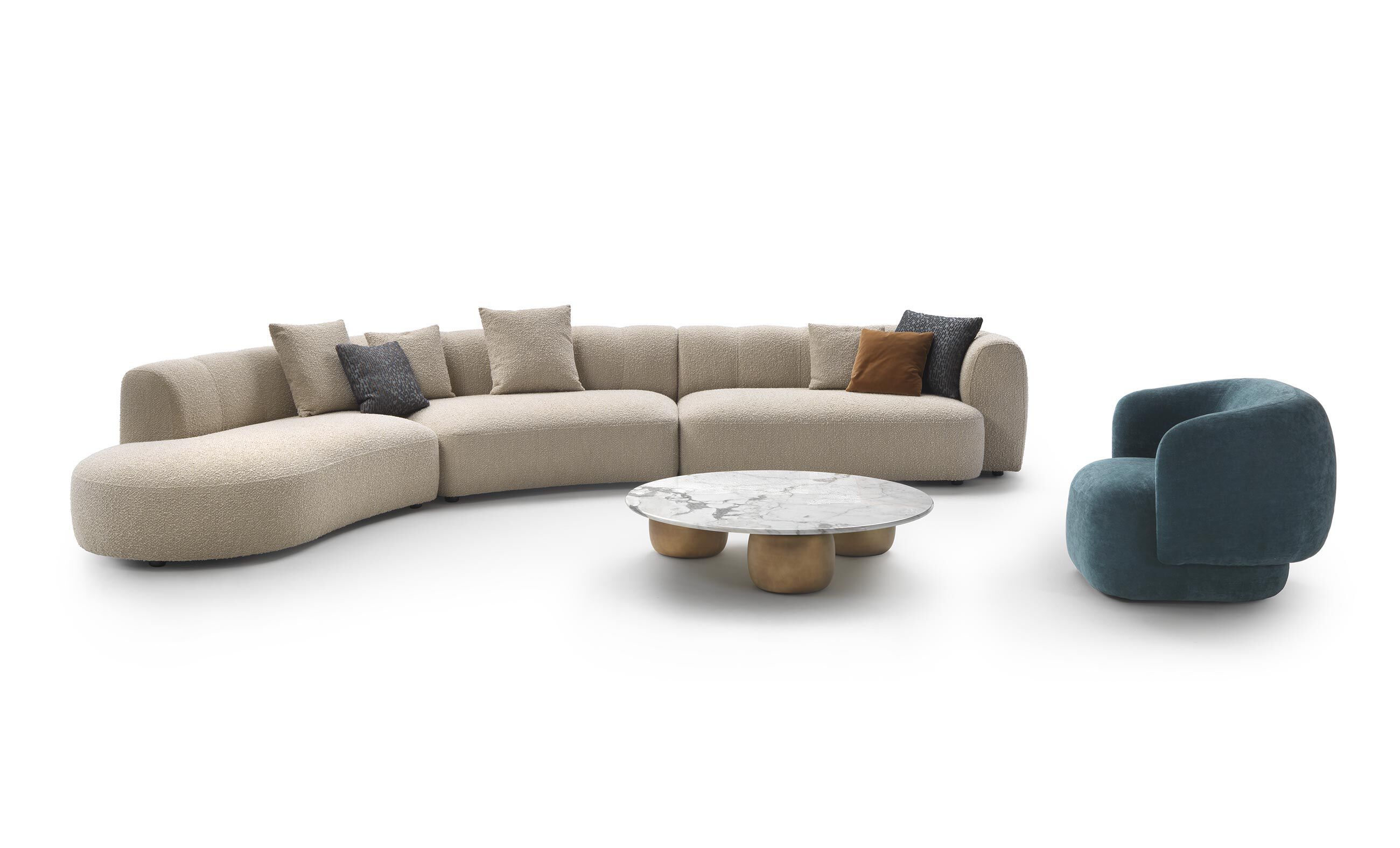 Секционный диван из изогнутой ткани Marelli Milo ARCH-00053762 - Вид №1