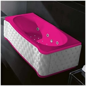 Ванна Gruppo treesse New Classic Young ATC-V674Q-SX-KBS-R розовая с гидромассажем аэромассажем и дезинфекцией прямоугольная левая белая кожа кристаллы сваровски