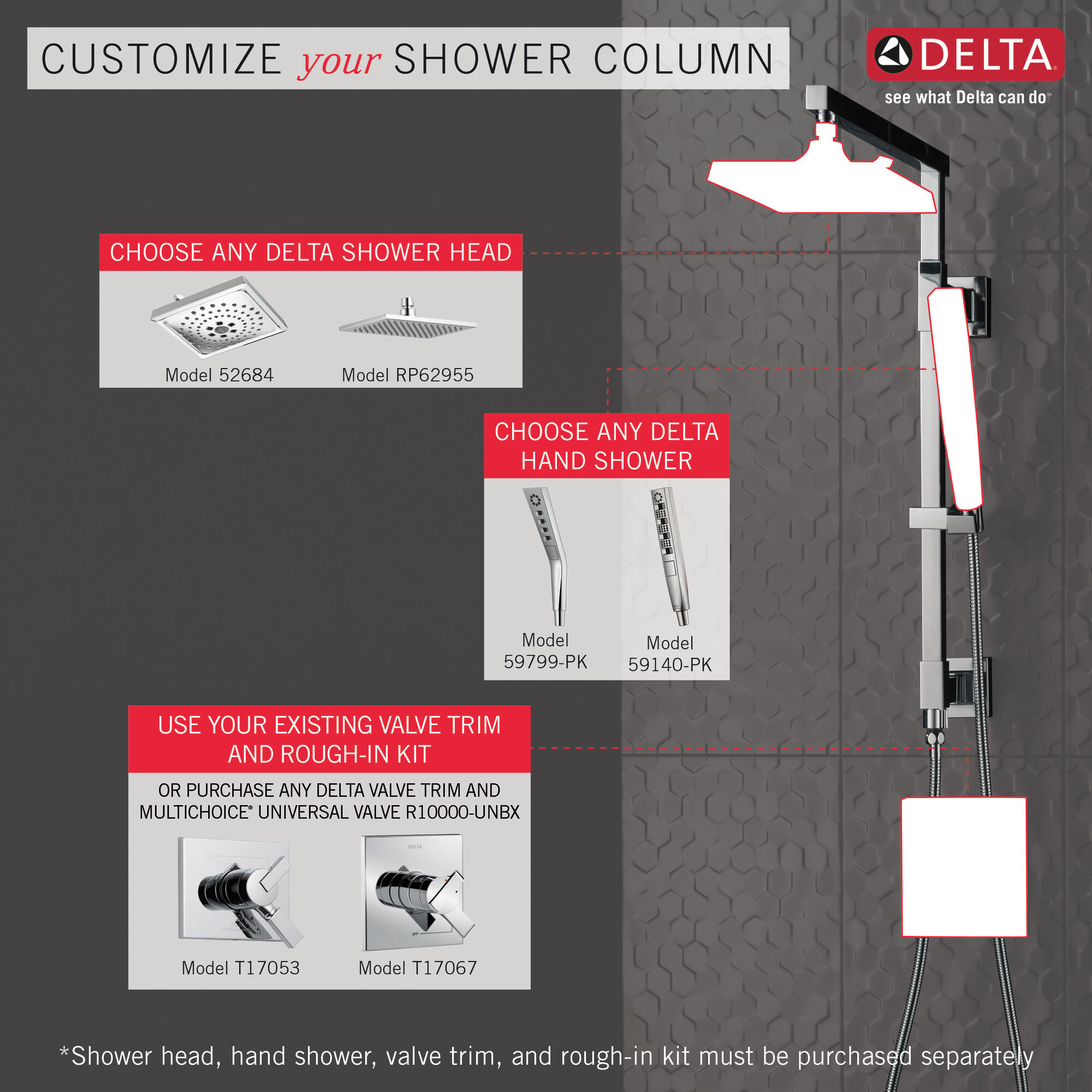 58410-RB Душевая колонна угловая 18 дюймов Delta Faucet Universal Showering Венецианская бронза  - Вид №2