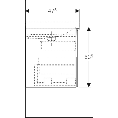 500.611.JL.2 Шкафчик для раковины Geberit Acanto, с одним выдвижным ящиком, одним внутренним выдвижным ящиком и сифоном Geberit  - Вид №33