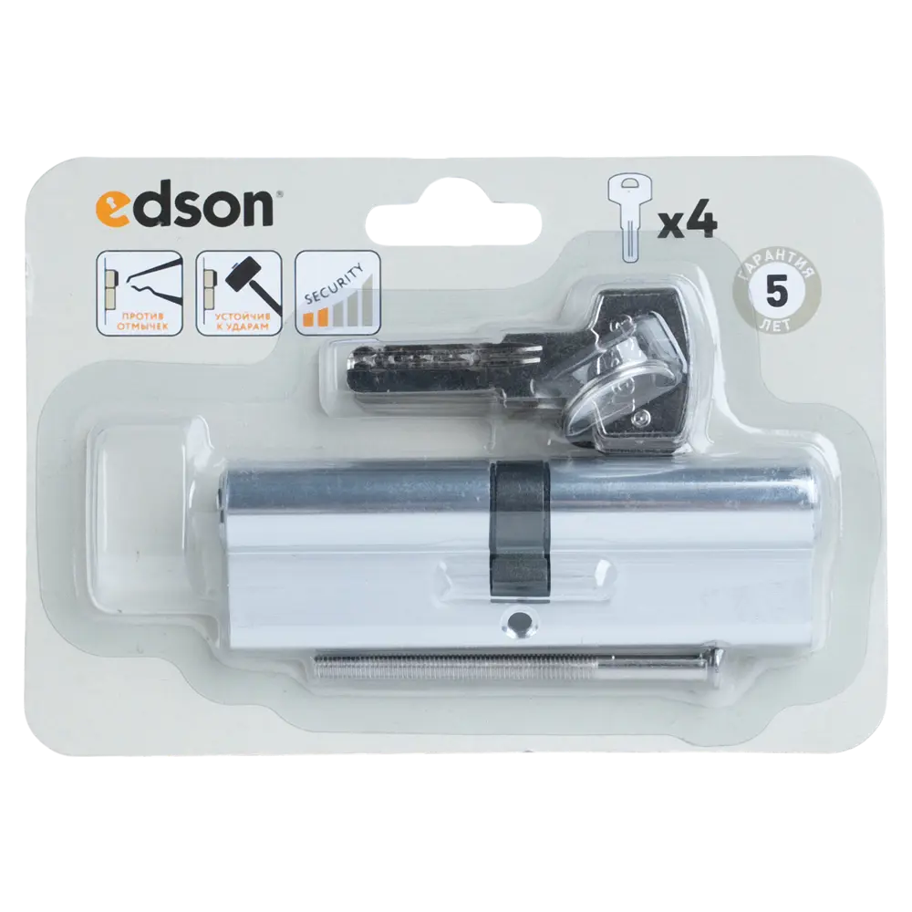 Цилиндр EDS-CYL 50x50 мм ключ/ключ цвет хром EDSON STLM-2031171 - Вид №4