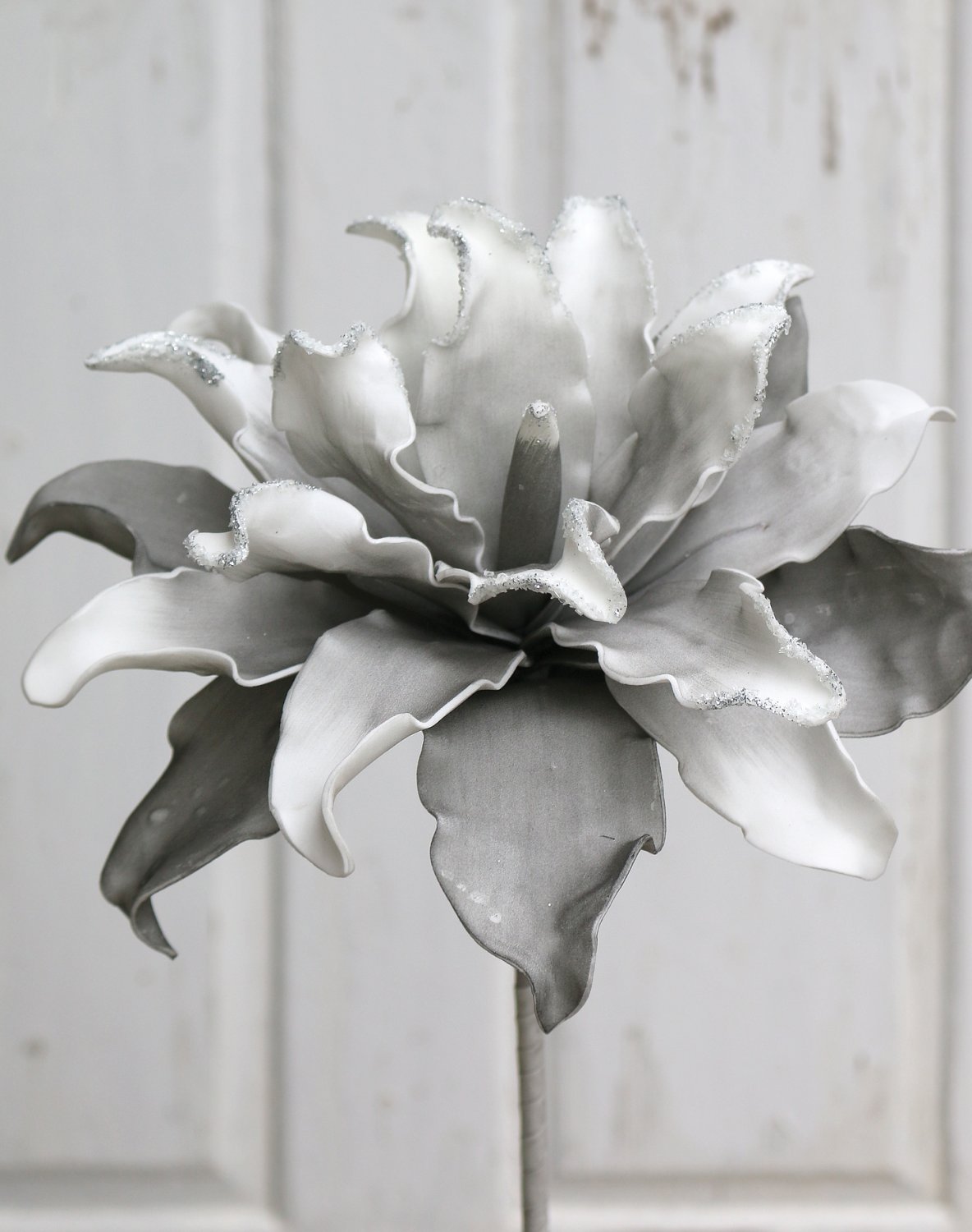 7885 950 a3 Искусственный мягкий цветок 'Blossom', с глиттером, 38 см, серо-серебристый H-andreas  - Вид №2
