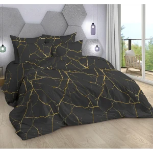 91771591 Комплект постельного белья Home mercury Везувий поплин евро простыня 240x220 пододеяльник 200x220- 1 шт наволочки 70 x 70- 2 шт цвет черный STLM-1066743