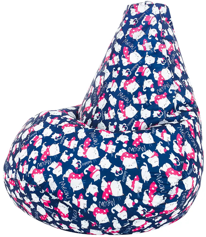 91591643 Кресло-мешок Bean Joy XXXL Милые коты 95x130x95 см цвет фиолетовый/белый STLM-0815539