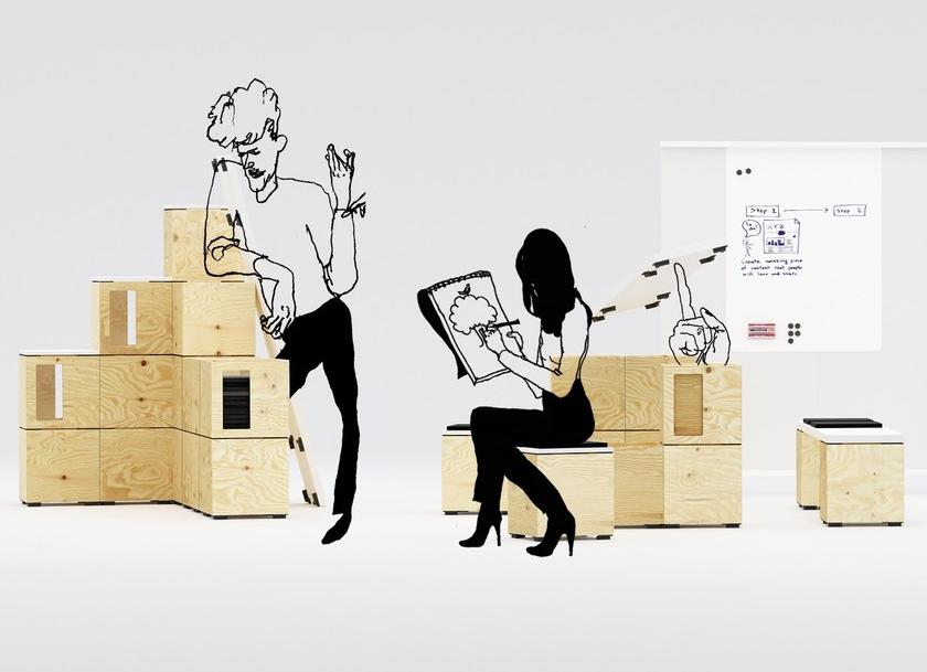 BENE Многофункциональное рабочее место из фанеры для открытого пространства Pixel sun-id-1443529 - Вид №3