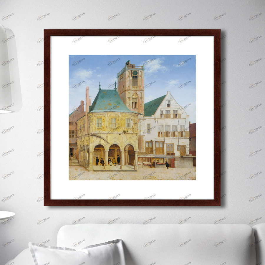 Картина в раме 78,5х78,5 см The Old Town Hall of Amsterdam, 1657г. КАРТИНЫ В КВАРТИРУ  264152 Бежевый;голубой;разноцветный 
