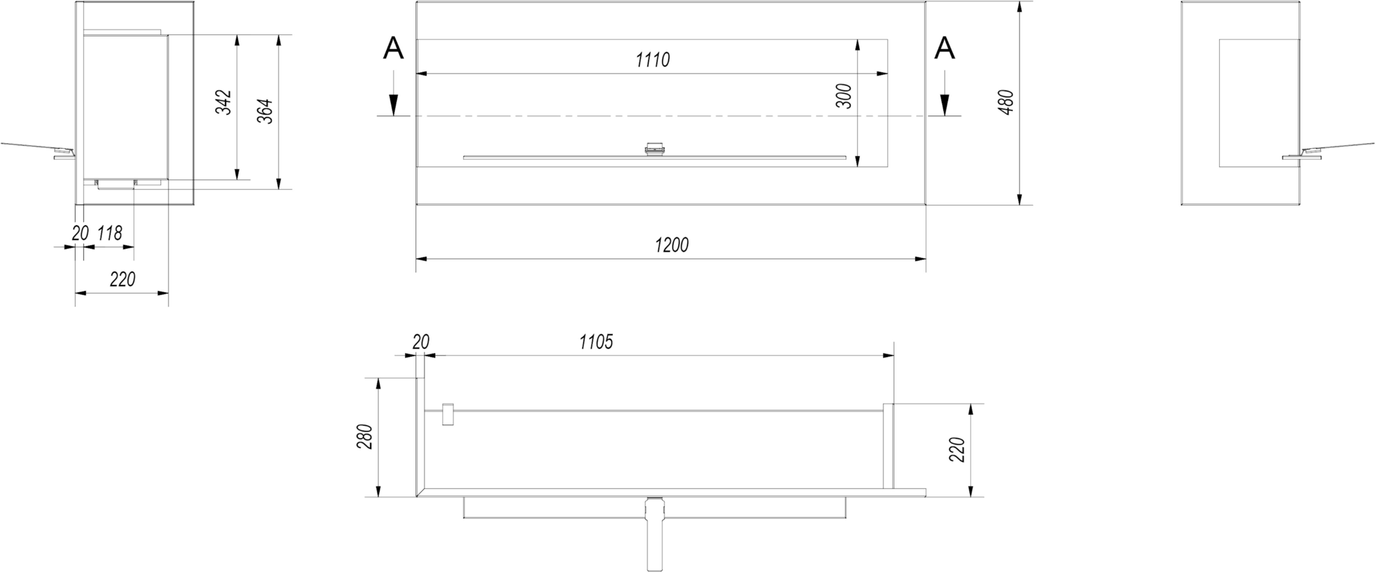 Kratki Настенный угловой камин из биоэтанольной стали sun-id-1468493 - Вид №11
