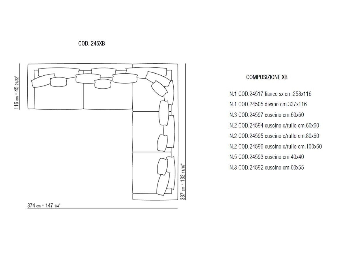 Угловой диван из ткани Flexform CAMPIELLO ARCH-00130476 - Вид №3