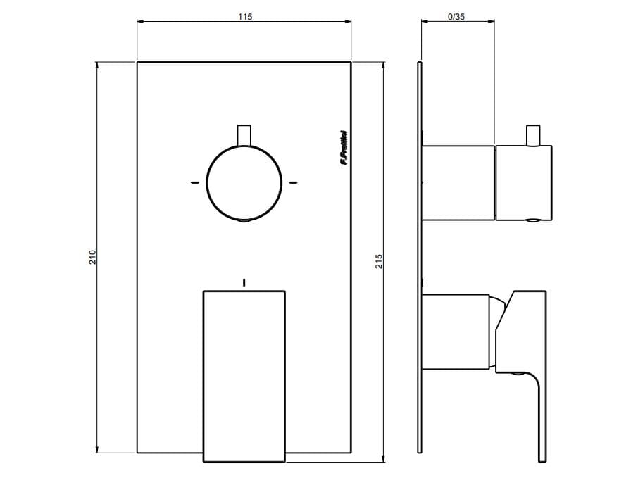 Однорычажный смеситель для душа с переключателем Rubinetterie Frattini Vita Due ARCH-00070234 - Вид №10