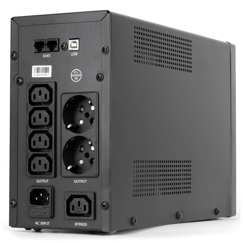 CMU-SP2000 COMBO USB Ups 2000va/1200w, металл, 2x12v/9ah, розетки 4*iec + 2*euro+1*iec bybass, трансформатор avr 140-290v, съёмный кабель 1.8 м, фильтр телефонной и ethernet линии rj-11/45, usb-порт, защита батареи, от перегрузки, от кз, по Crown Santreyd  - Вид №2
