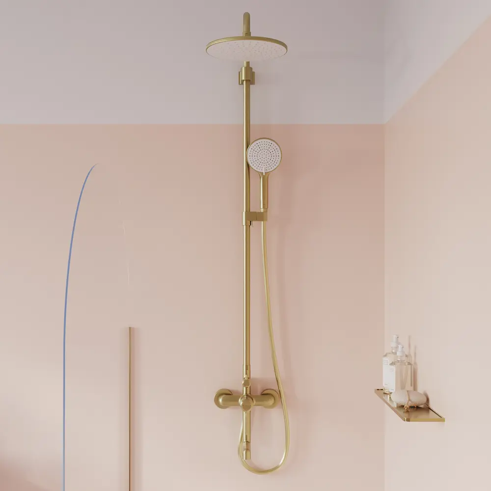 Душевая система Iddis Aiger AIGMG3Fi06 со смесителем 3 режима цвет золото STLM-2054222 - Вид №15