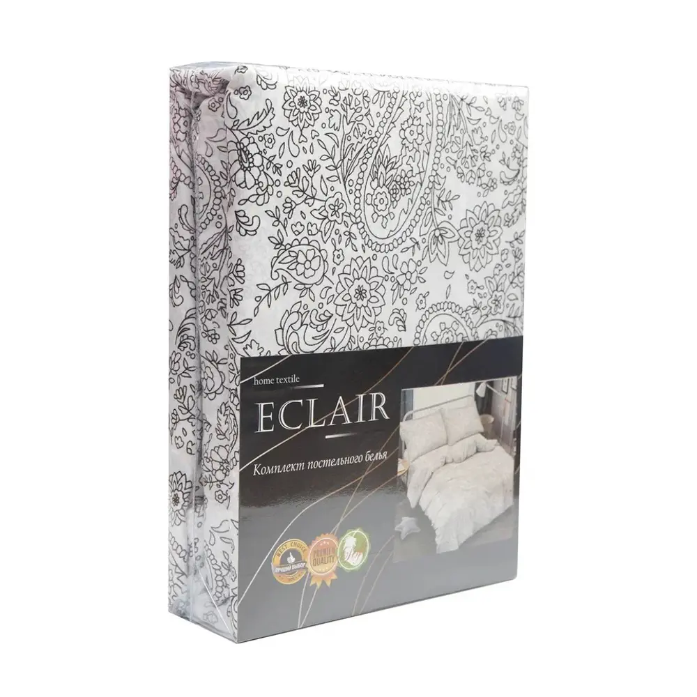Комплект постельного белья Eclair Пейсли двуспальный полисатин серый 89396256 STLM-1374335 - Вид №5