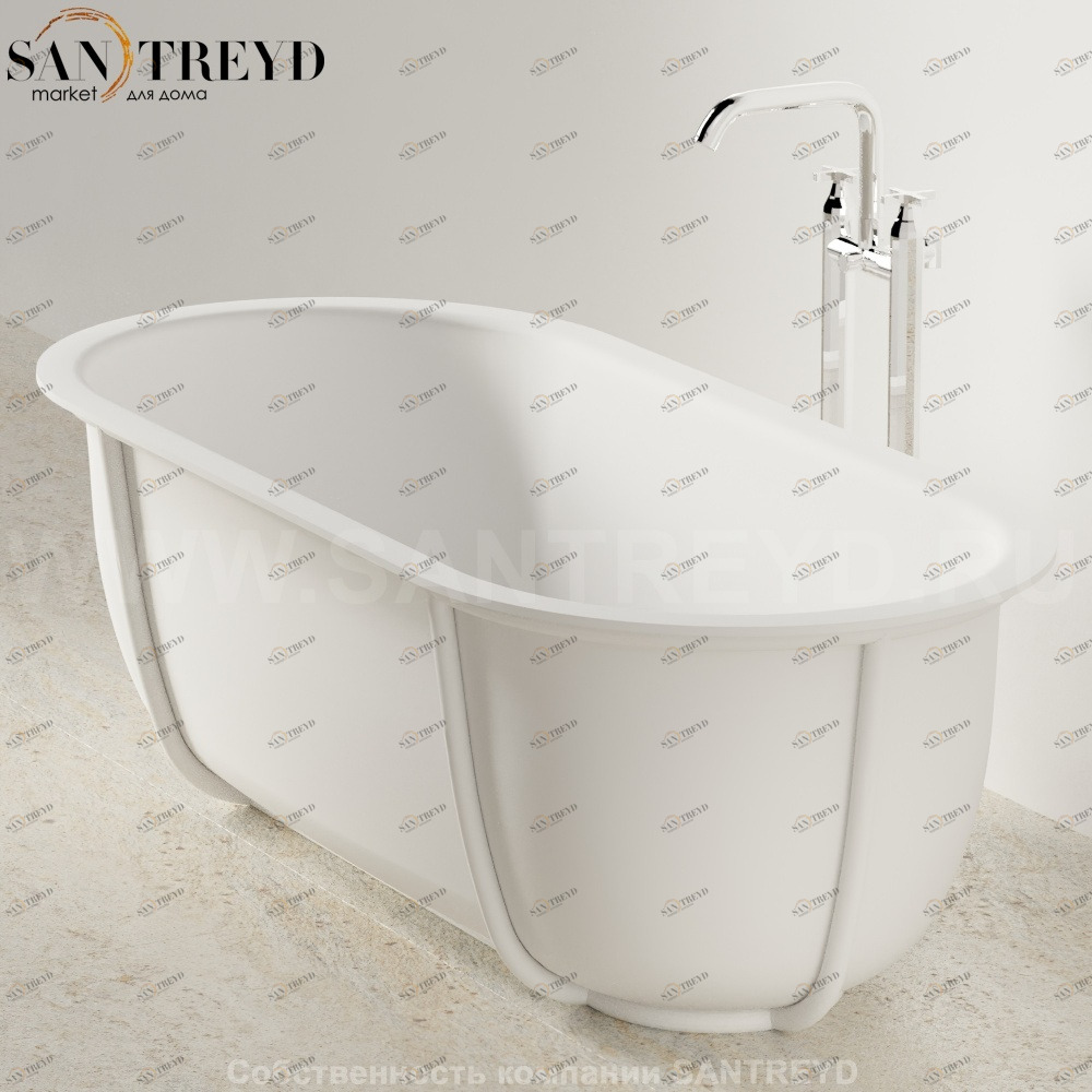 Ванна свободностоящая CUNA на белом металлическом каркасе белая Agape AVAS10790ZZ