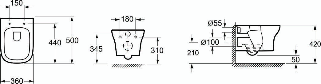 GR-P3012 Подвесной унитаз настенный Белый Grossman Classic Китай - Вид №1