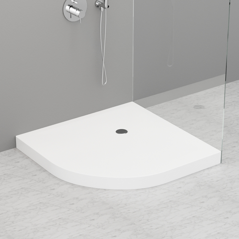 705017 Душевой поддон угловой из акрила h9 с антислипом белый в комплекте с сифоном, цвет Белая глазурь Kerasan DOCCIA Италия