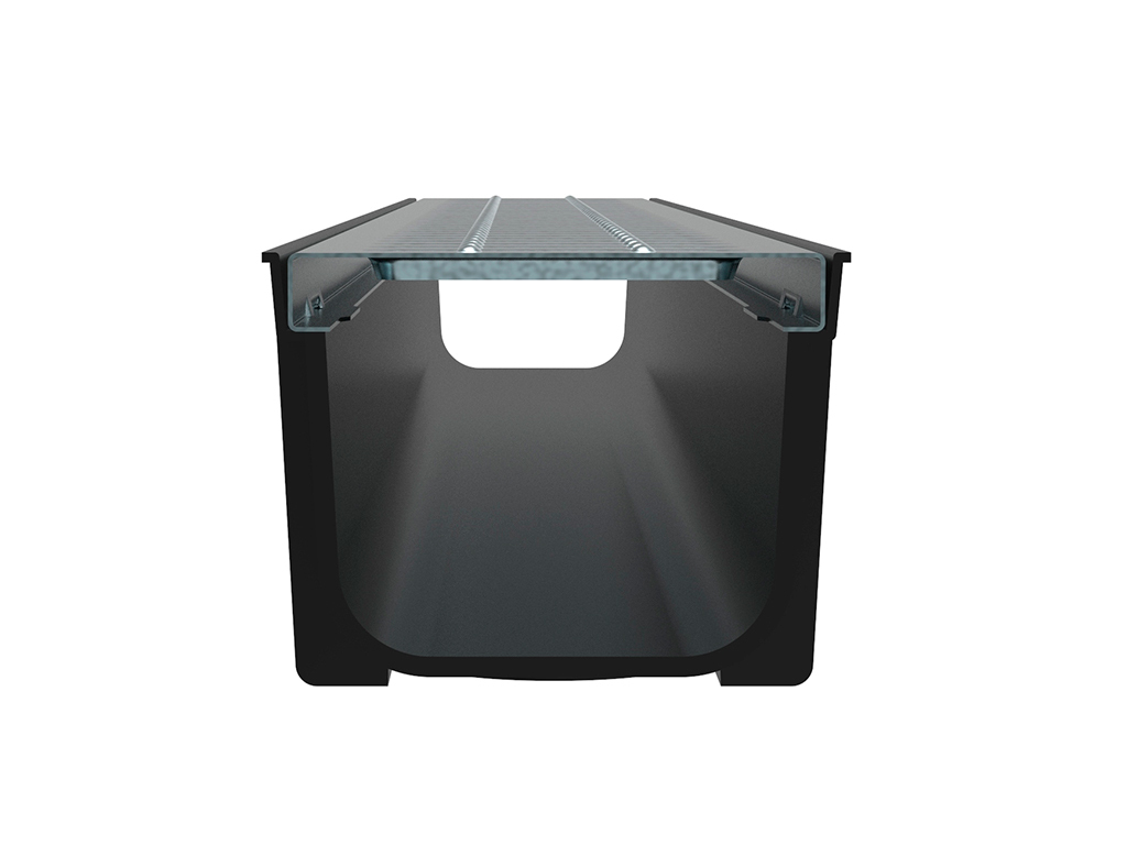 P1010S Лоток пластиковый SteePlain DN100 H100 со стальной решеткой ГеоПластБорд GPBST-198 - Вид №2