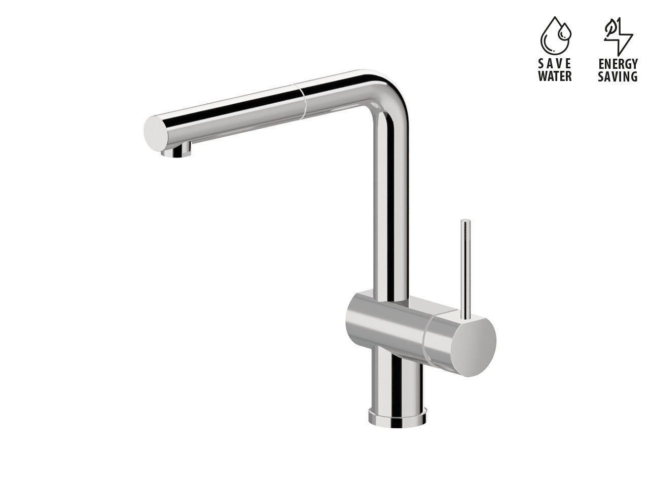 Смеситель для кухни с поворотным изливом и выдвижным ручным душем Newform MOONY ARCH-00138534