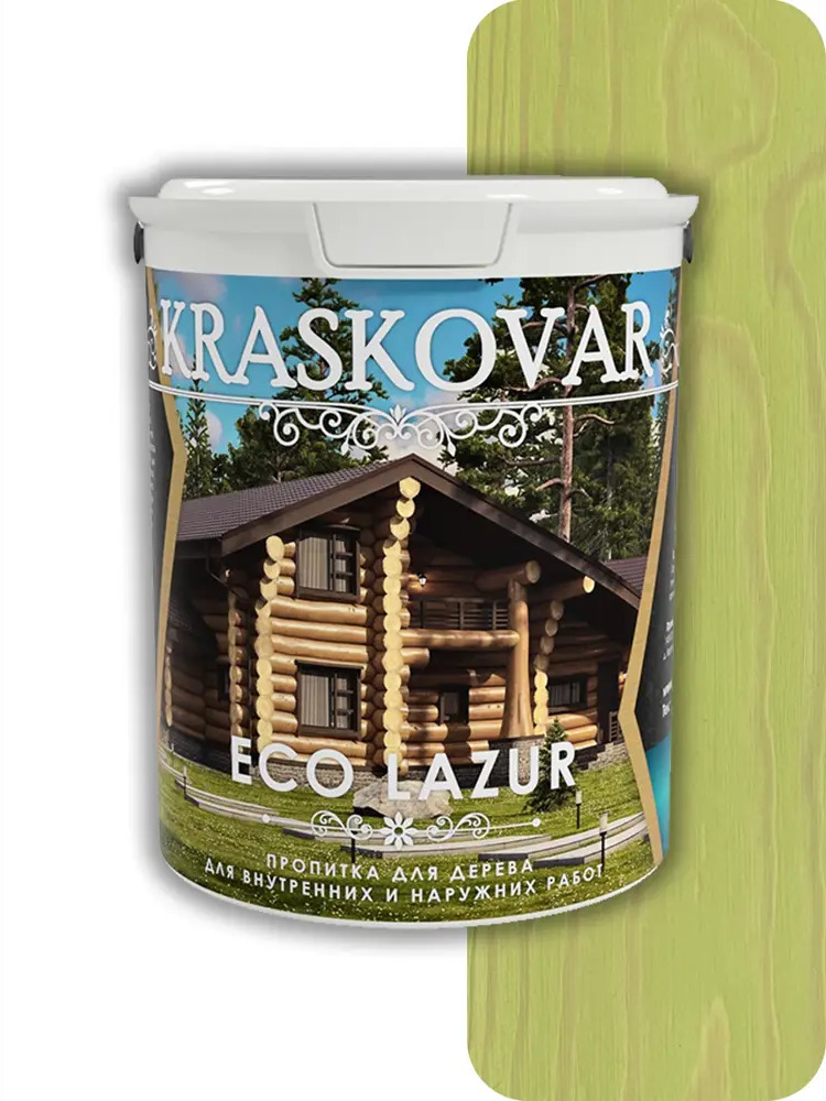 91671148 Пропитка для дерева лессирующая Kraskovar Eco Lazur цвет фисташковый 0.9 л STLM-0855296