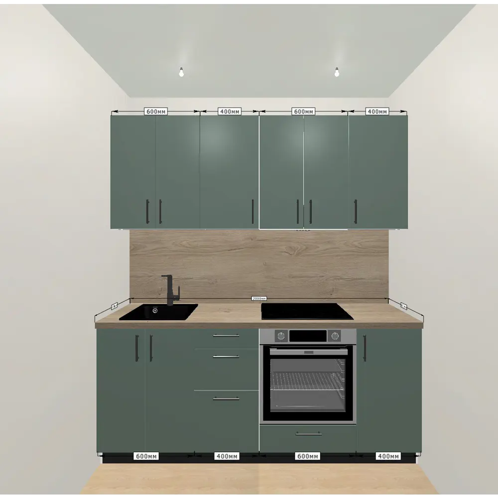 Кухонный гарнитур 200x60 см София цвет зеленый 89442882 STLM-2007453 KONSENSA - Вид №1