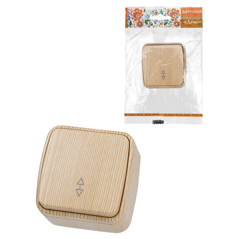 Выключатель TDM Electric Дача — двухточечный накладной с индикатором в цвете сосна 89376329 STLM-1101621 - Вид №4