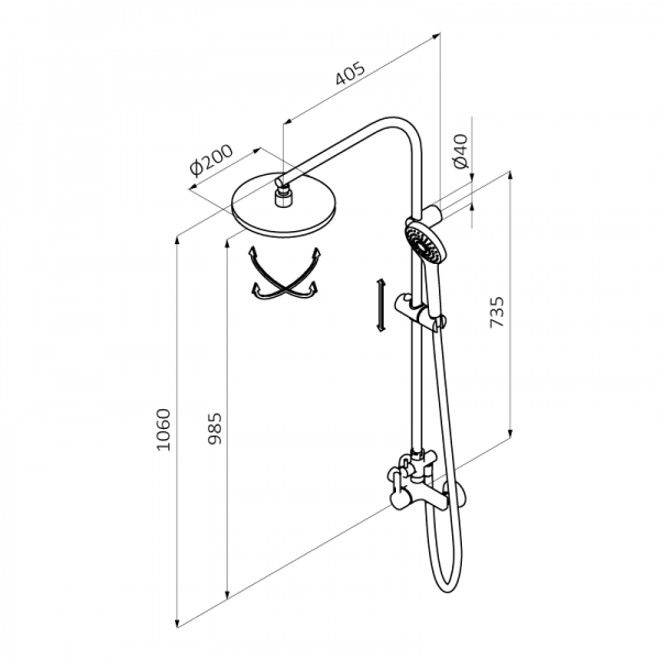 10465100 BASIC Смеситель для душа с колонкой Хром GRB MIXERS  - Вид №1