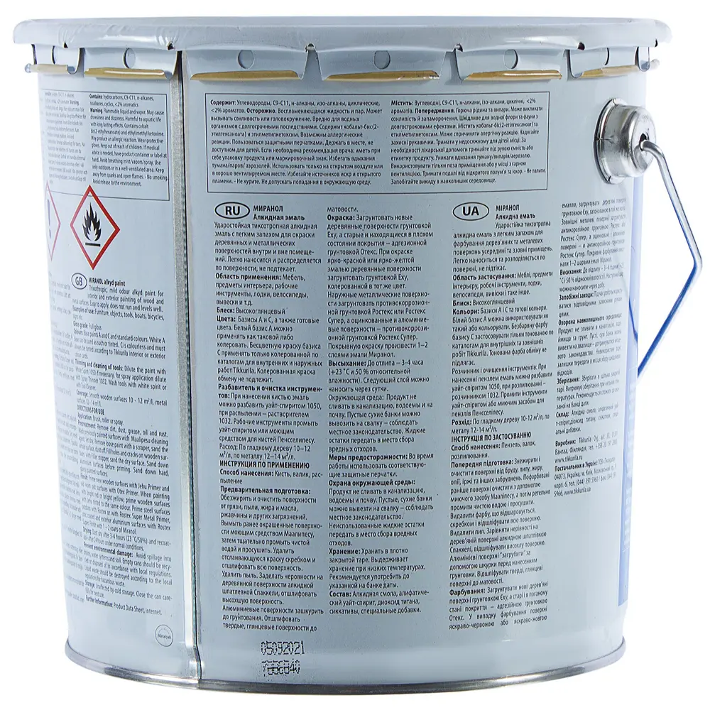 Эмаль Tikkurila Миранол цвет белый 2.7 л STLM-2027572 - Вид №2