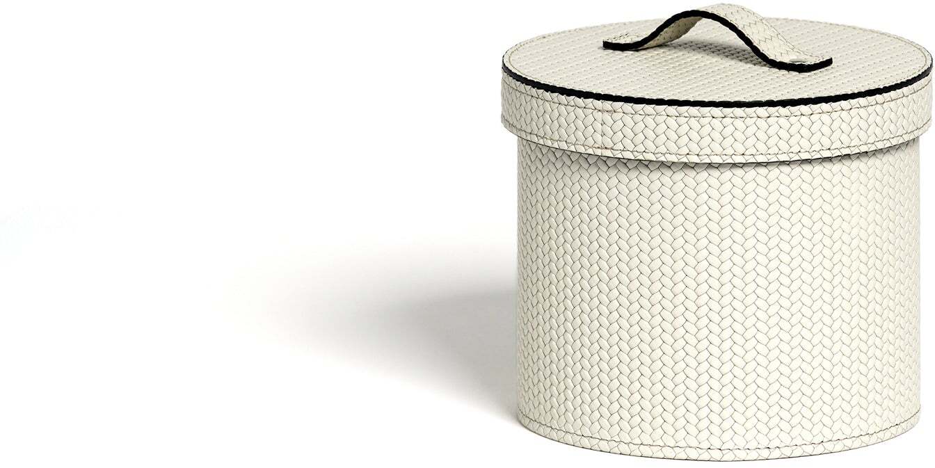 Круглая корзина для бумаг с крышкой - Ø 15X13 см / зернистая кожа_coffee