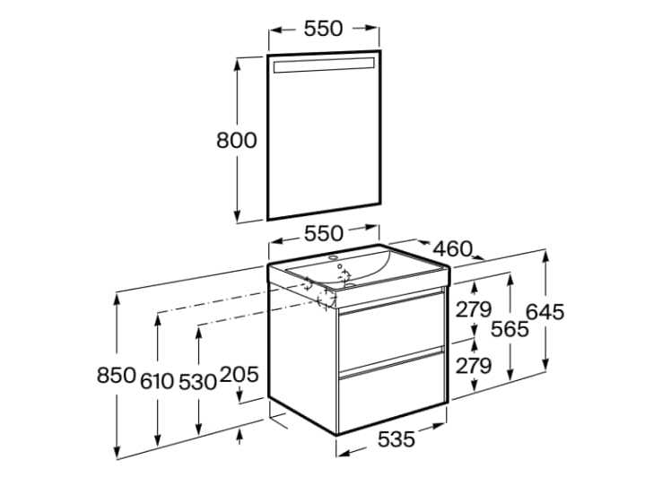 Деревянный одиночный умывальник с зеркалом Roca UNIK A8516 / A8517 ARCH-00015558 - Вид №27