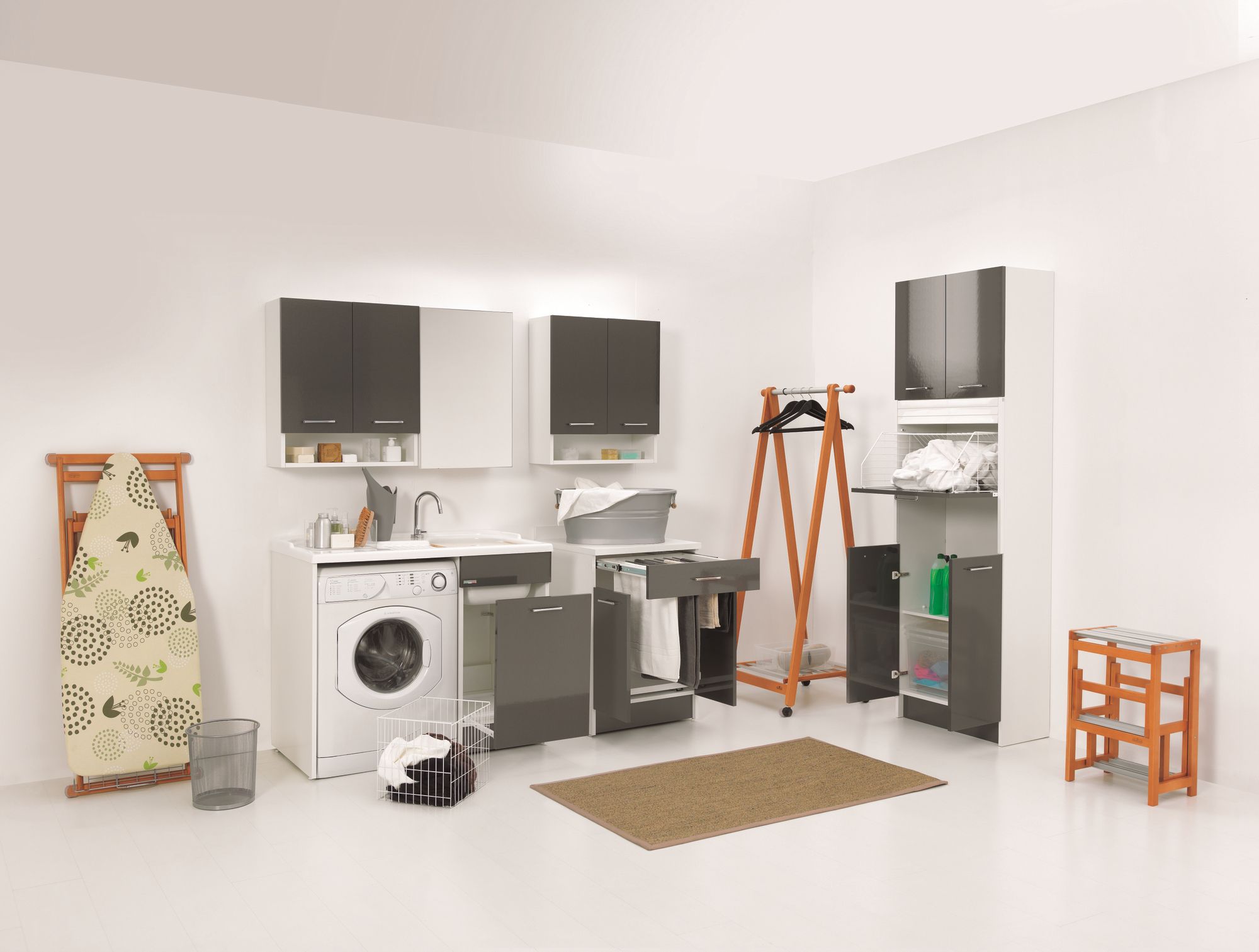 Шкаф для белья из ДСП с бельевой стойкой для стиральной машины COLAVENE Duo ARCH-00049856 - Вид №6