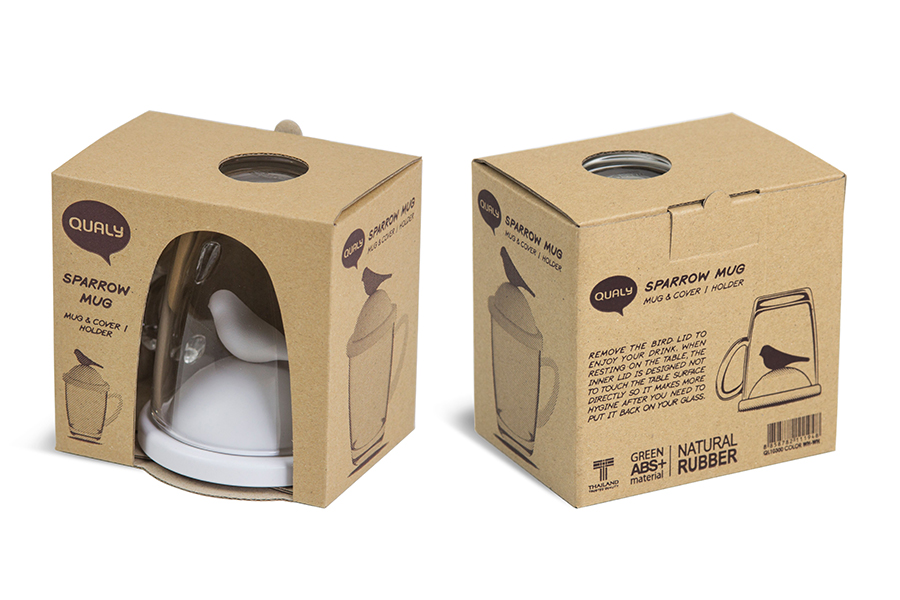 QL10300-WH-WH Чашка с крышкой sparrow, белая Qualy  - Вид №6