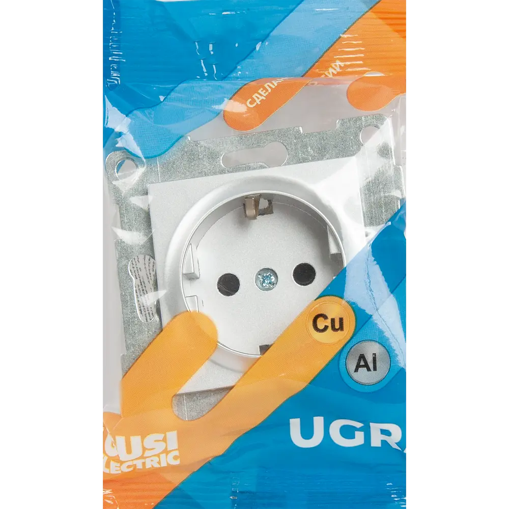 Розетка встраиваемая GUSI Electric с защитными шторками серебристая 83864425 Ugra STLM-0045208 - Вид №5
