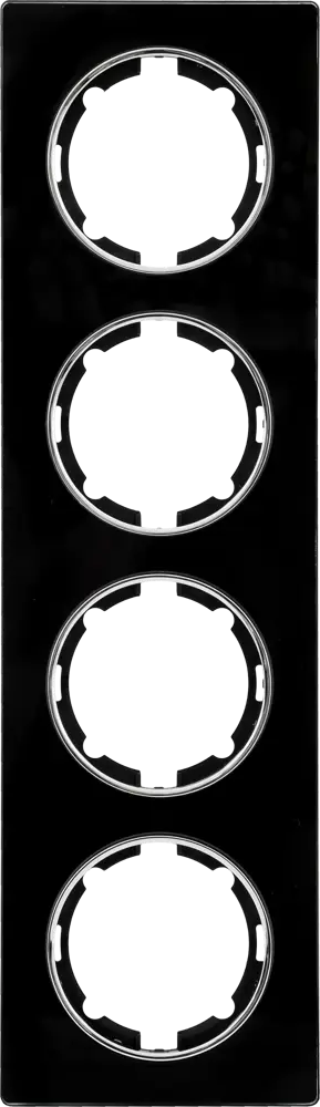 ONEKEYELECTRO Стеклянная рамка для розеток на 4 поста — элегантный черный глянец 82838538