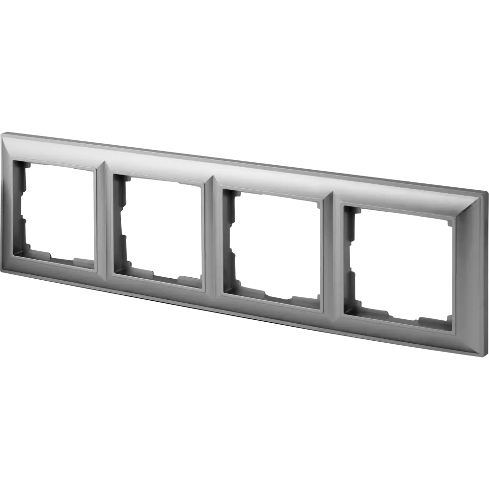 Рамка для розеток и выключателей Werkel Fiore 4 поста, цвет серебряный STLM-2023247 - Вид №1