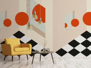 Baboon Геометрические огнестойкие виниловые обои Pattern