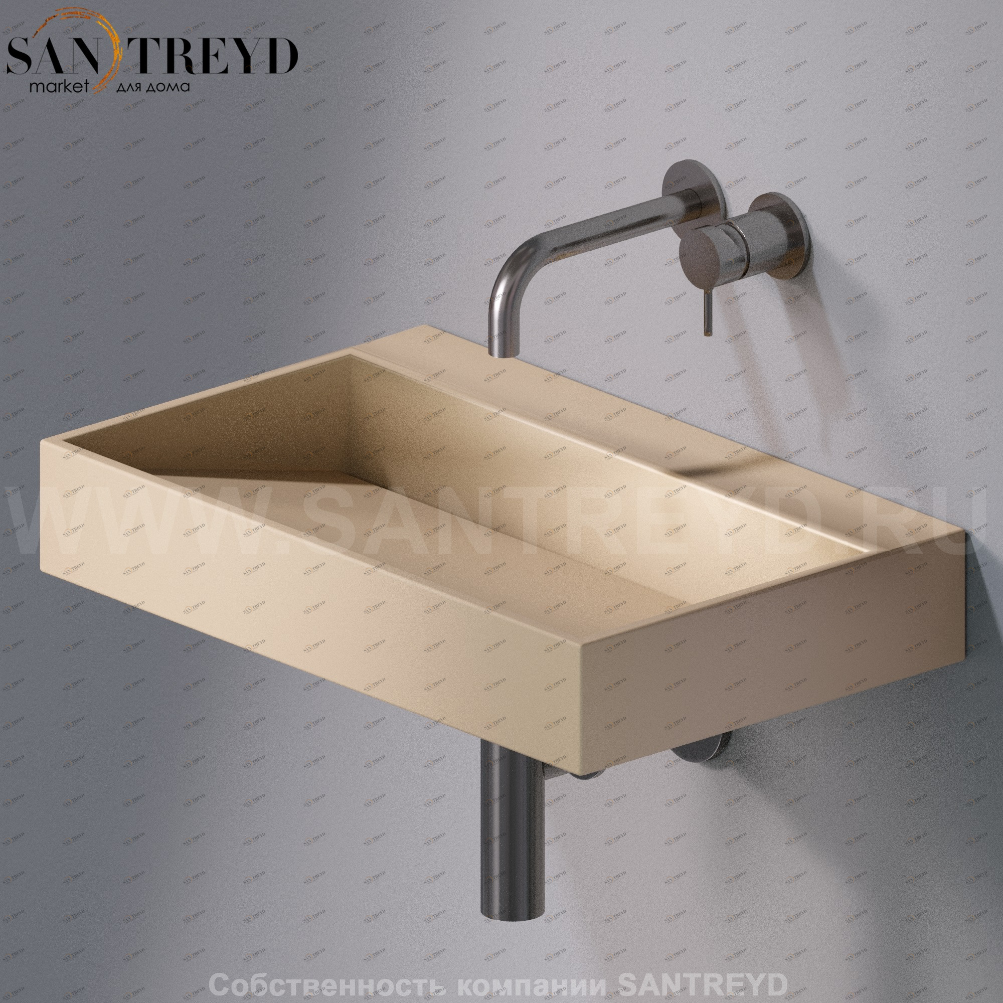 L010T1RPV4.131 Подвесная раковина настенная прямоугольная A. e T. Italia P35 бежевая AeT ITALIA