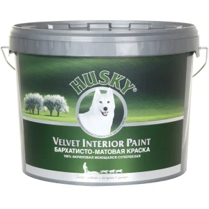 91538405 Краска для стен и потолков акриловая моющаяся Husky Velvet Interior Paint глубокоматовая цвет белый база А 9 л STLM-1520767