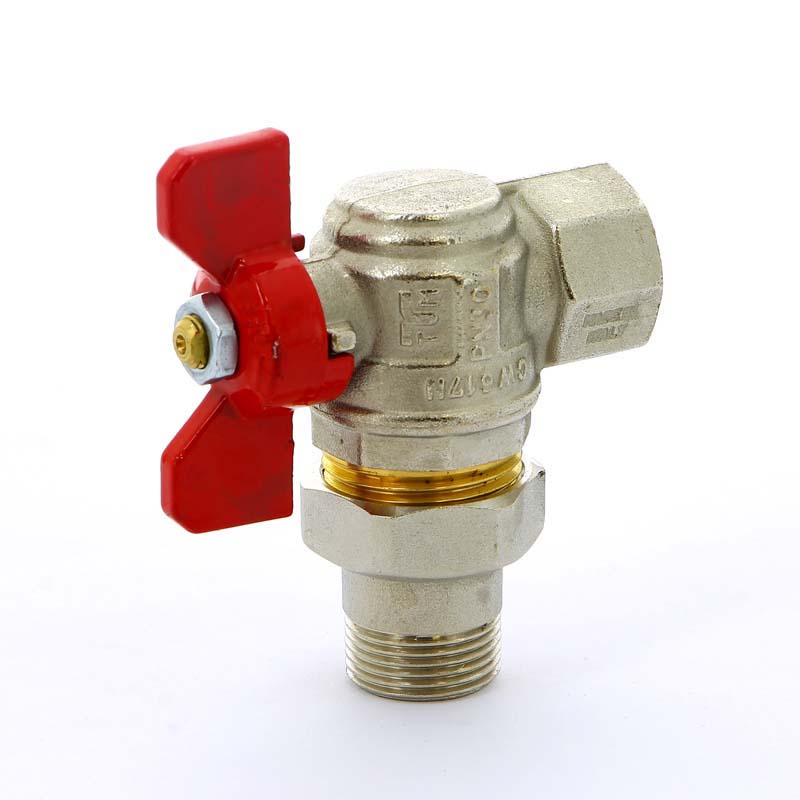 Кран шаровой НВ с разъемным соединением для коллектора бабочка TIEMME угловой 3/4" 2120005 - Вид №2