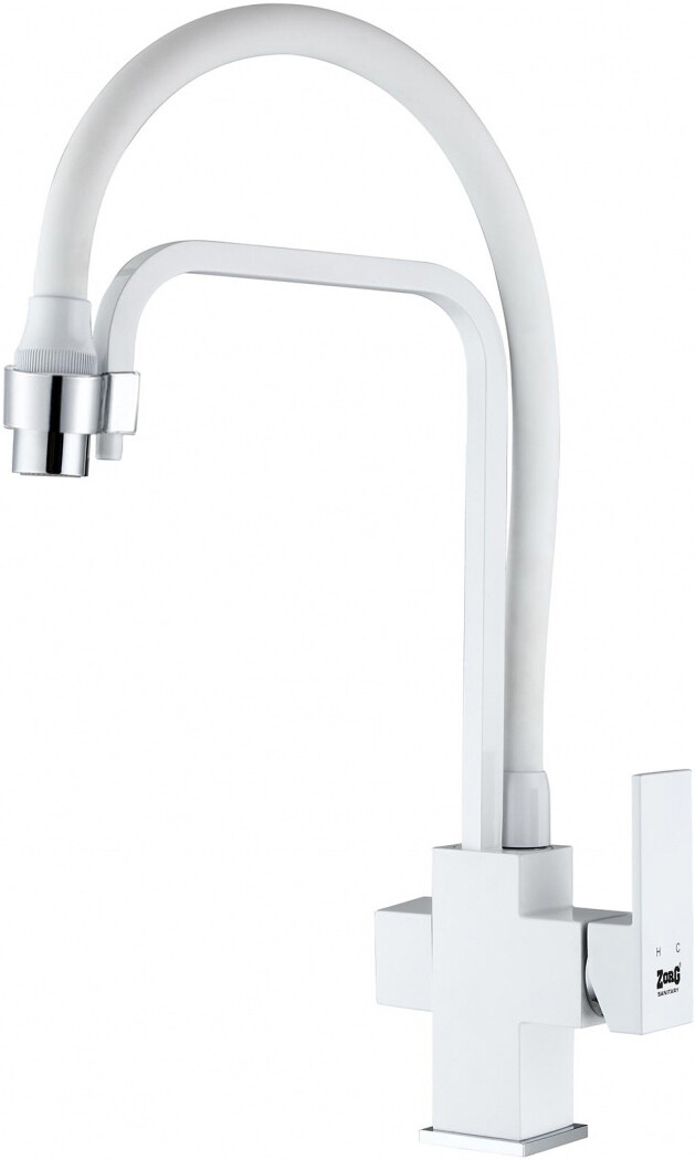Смеситель ZorG Sanitary ZR 341-8 YF WHITE для кухонной мойки, белый