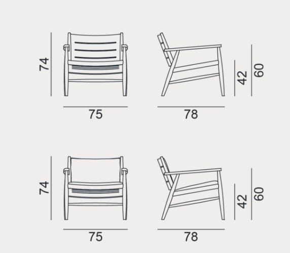 Съемное садовое кресло из тикового дерева с подлокотниками Gervasoni Gervasoni Outdoor ARCH-00003021 - Вид №1