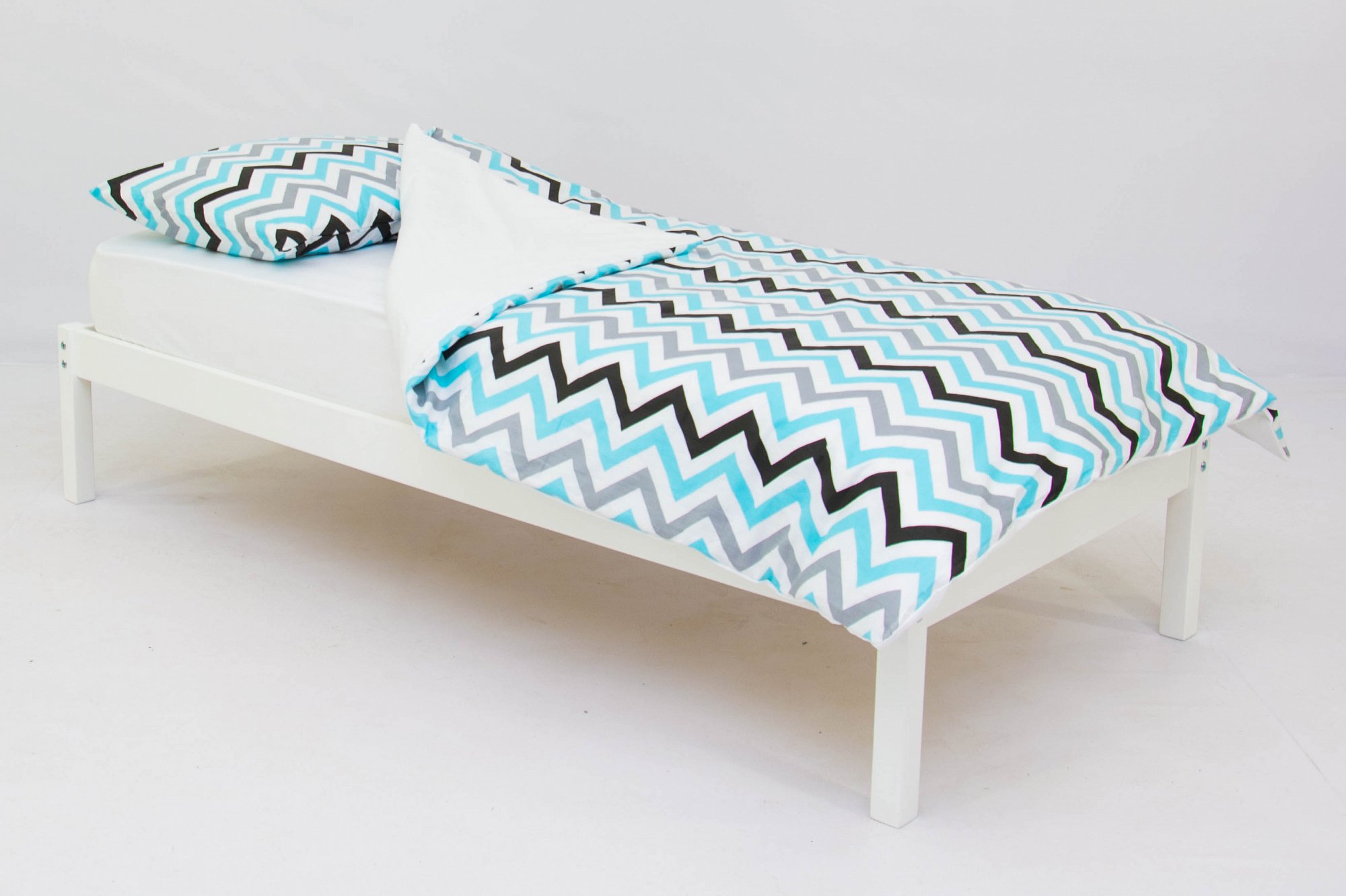 Детское постельное белье "Зигзаги" графит, бирюза, серое БЕЛЬМАРКО  327398 Голубой Santreyd  - Вид №1