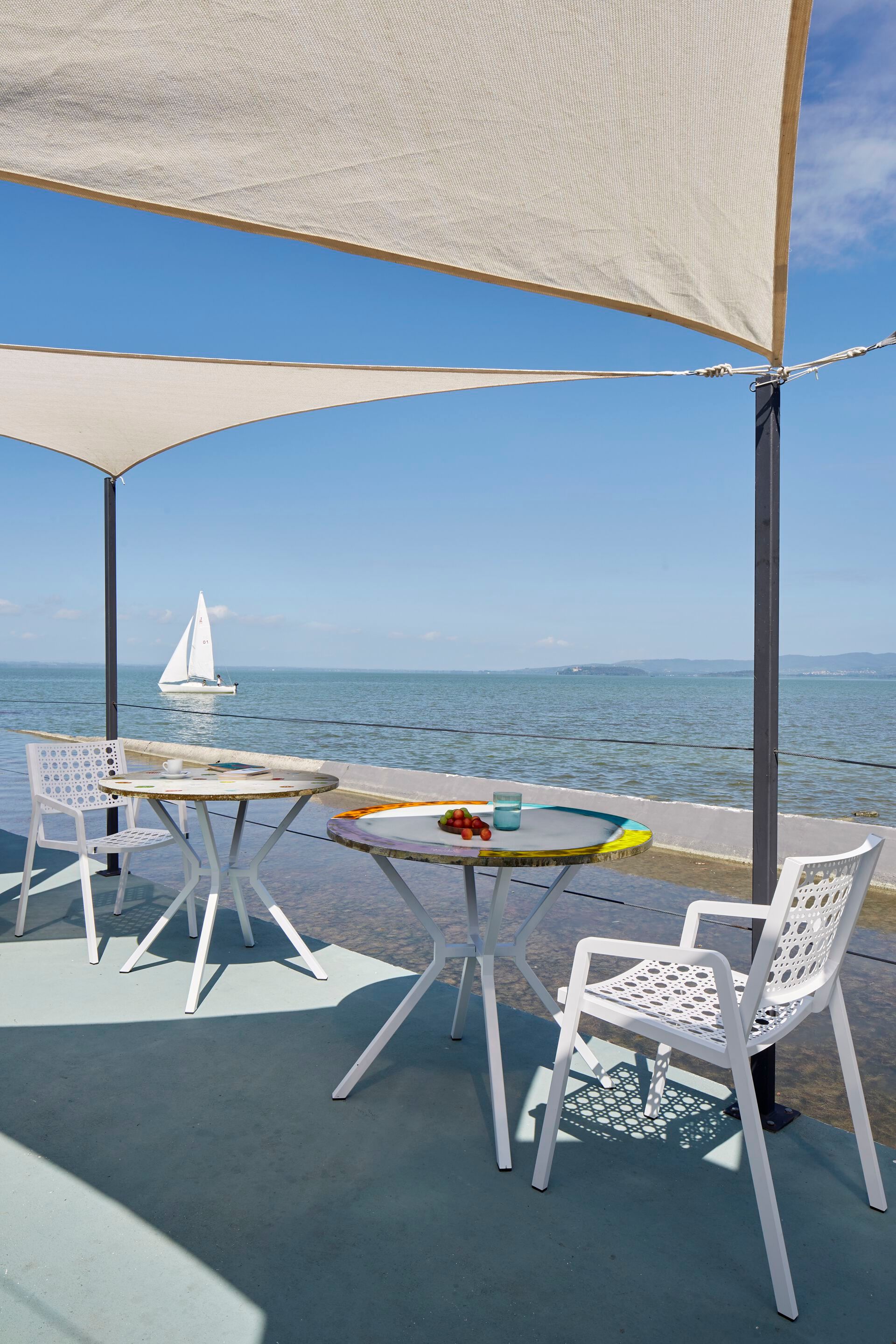 Круглый стол из фаянса и нержавеющей стали DOMIZIANI современный ARCH-00140654 - Вид №2