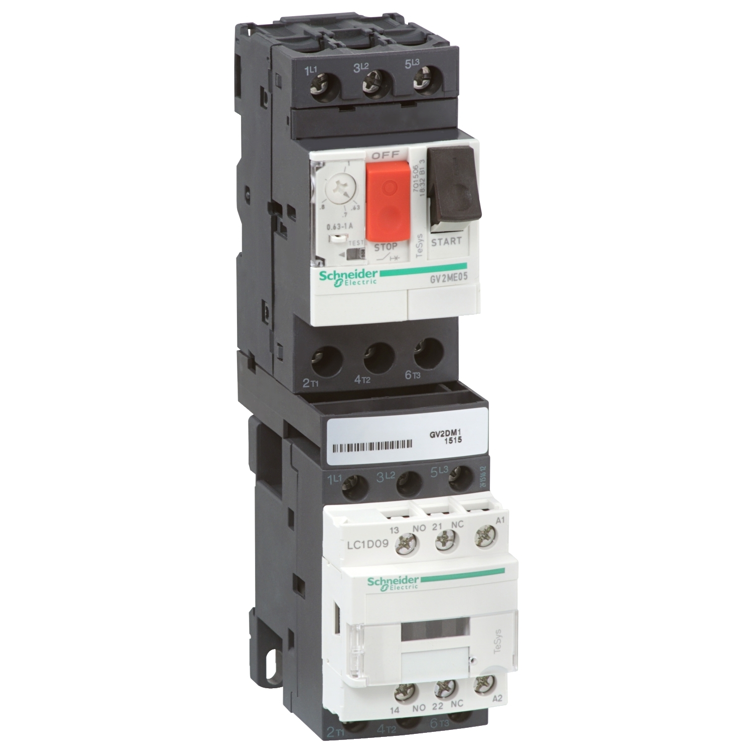 GV2DM116BD Пускатель GV2DM 14А, 5.5кВт 400/24В Schneider Electric TeSys 